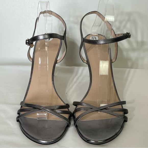 Stuart Weitzman Starla 80 Leather Sandal In Gunmetal Leather Size 11 - Picture 3 of 7